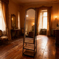 Arched Standing Floor Mirror with Storage Shelf