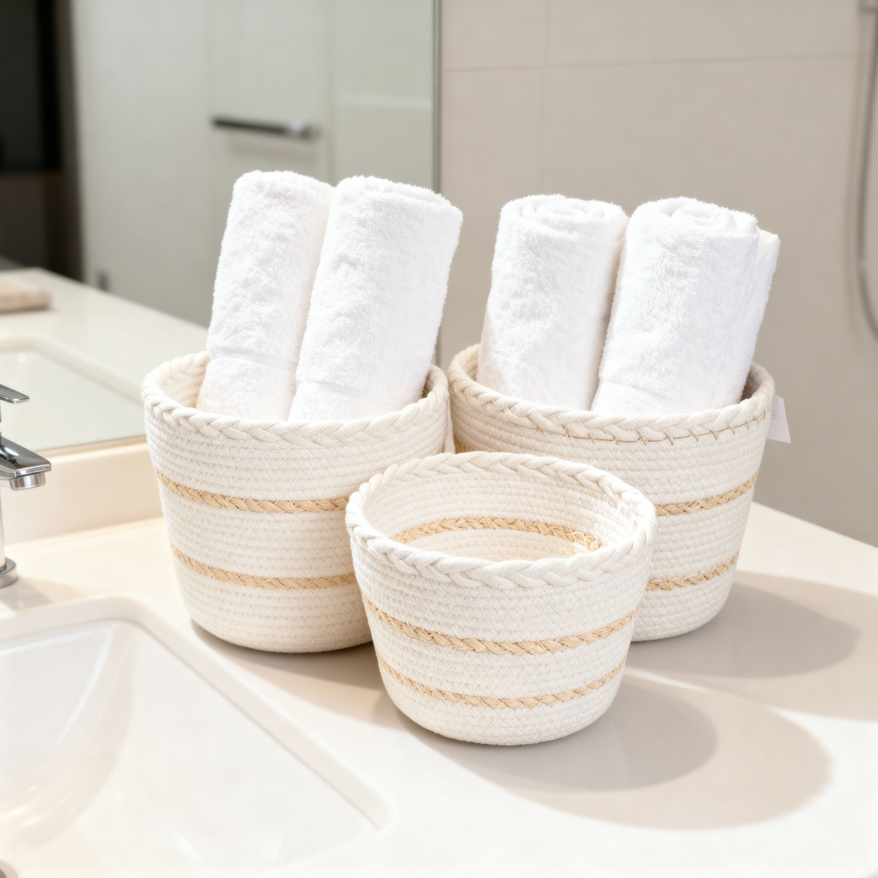 Coastal Weave Storage Basket Set – 3 Pieces
