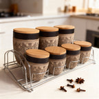 Spice Jar Set with Metal Rack – 7 Pieces