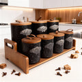 Spice Jar Set with Wooden Rack – 7 Pieces