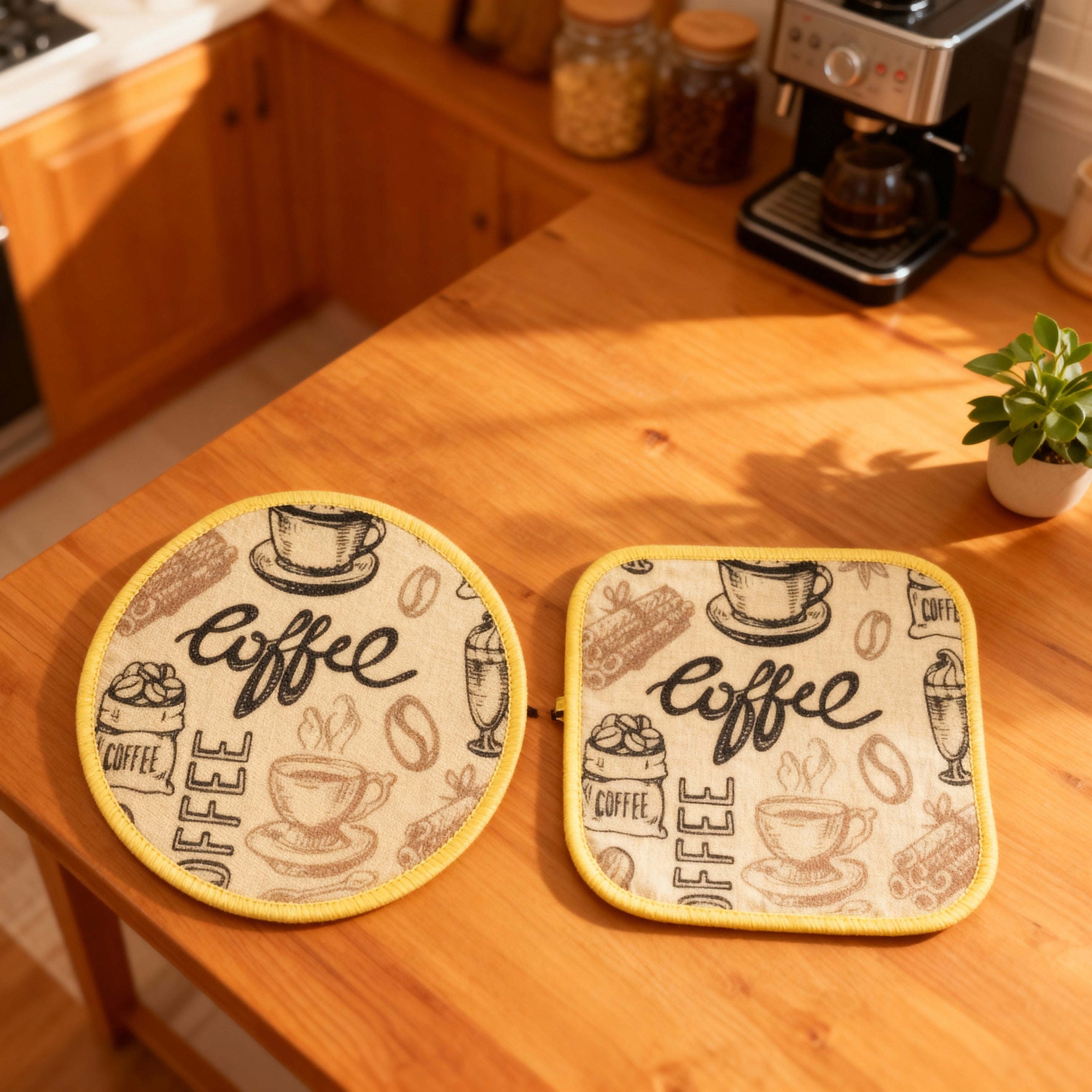 2-Piece Coffee-Themed Sousplate Set