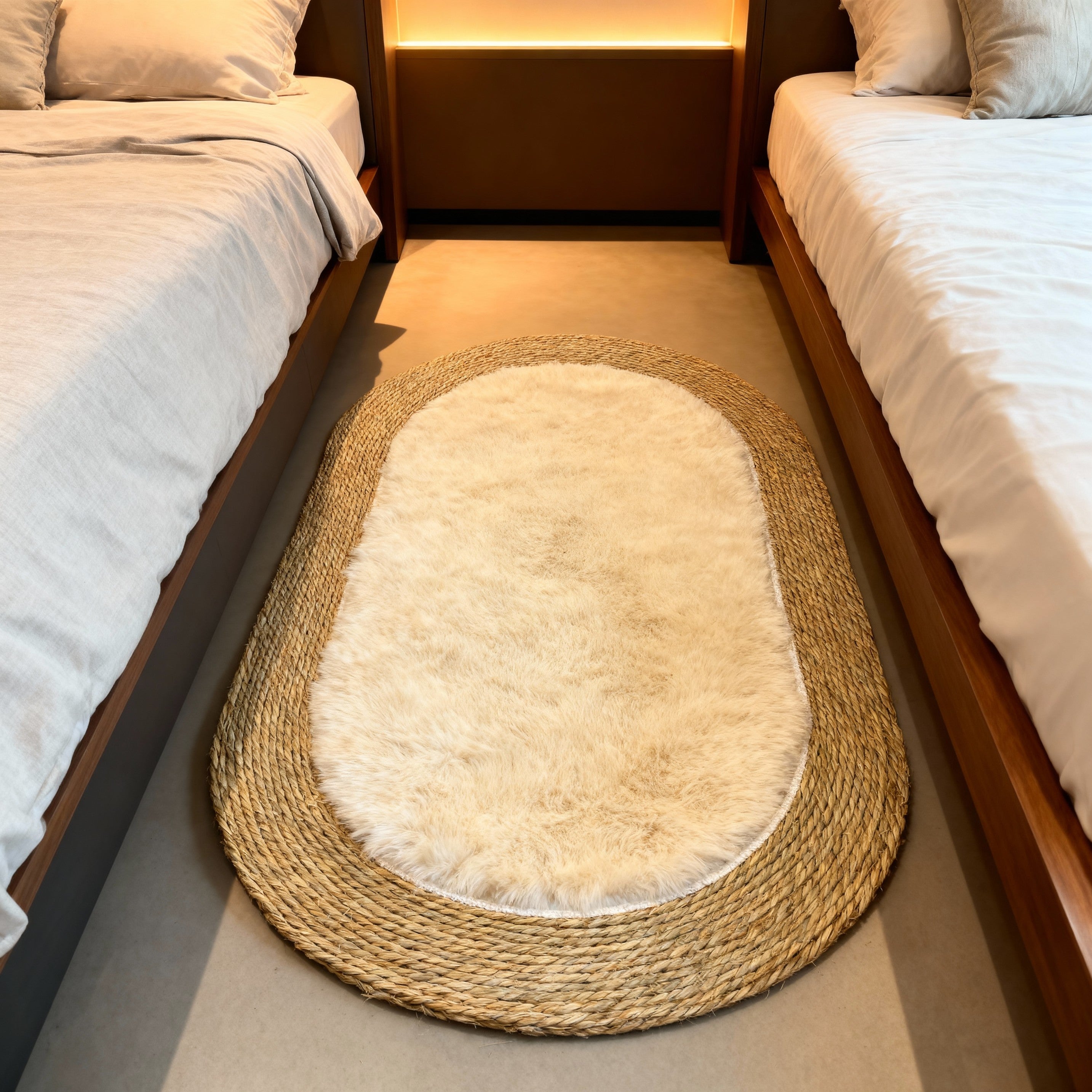 Oval Plush Jute Area Rug