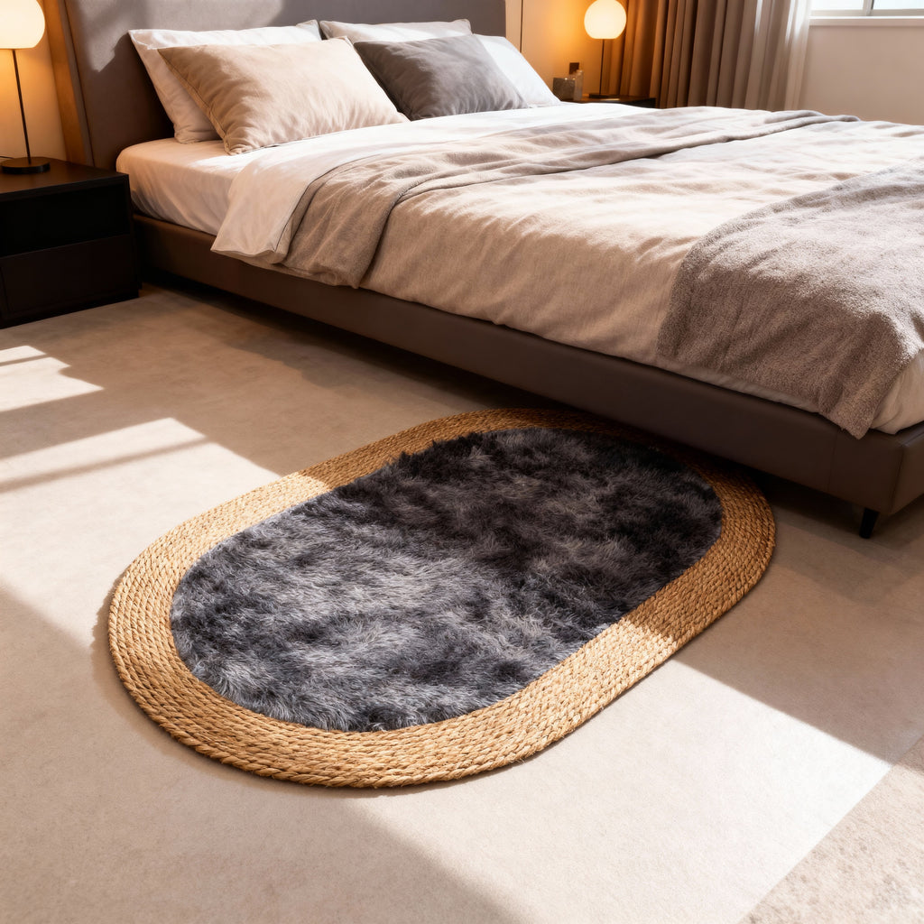 Oval Plush Jute Area Rug