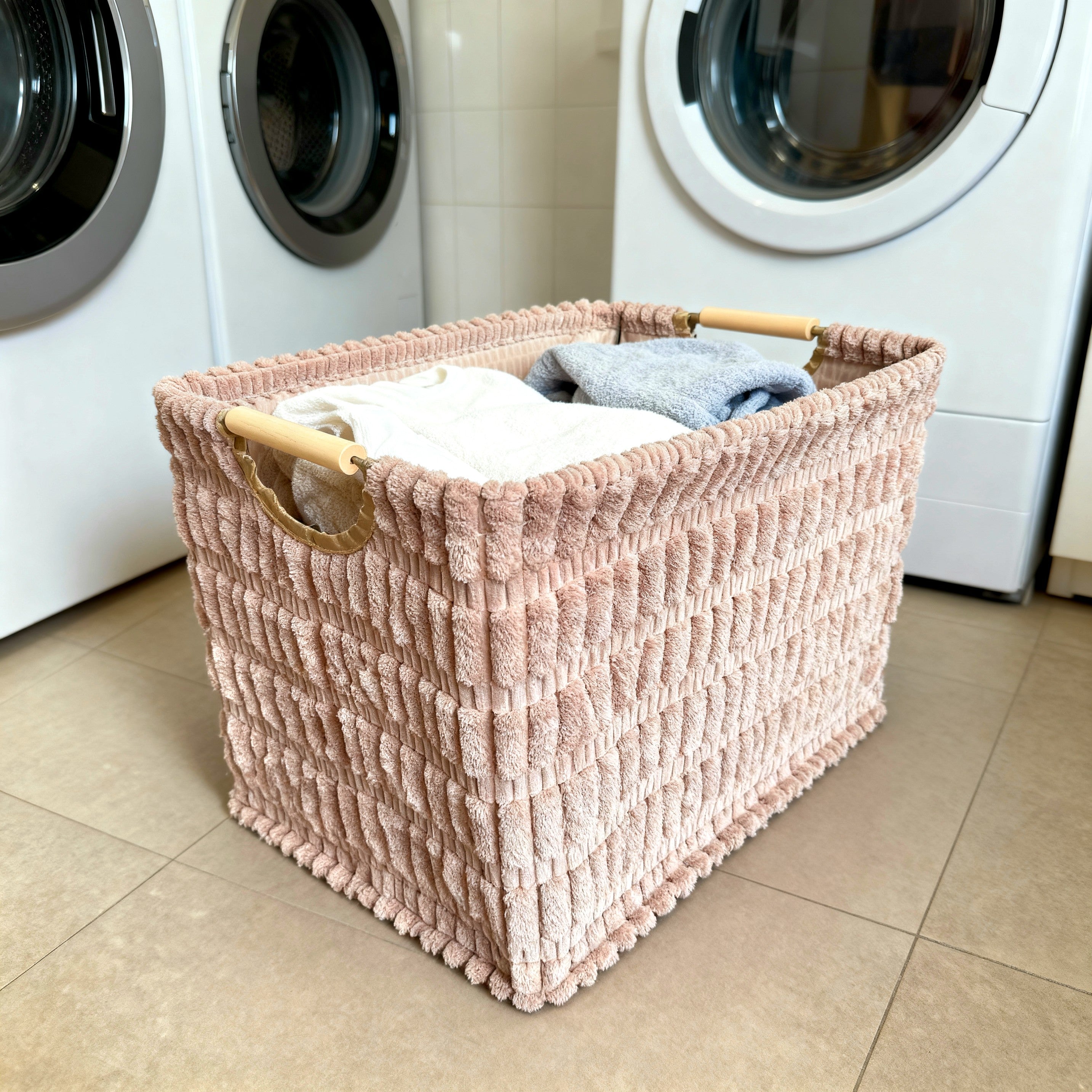 Plush Fabric Laundry Basket