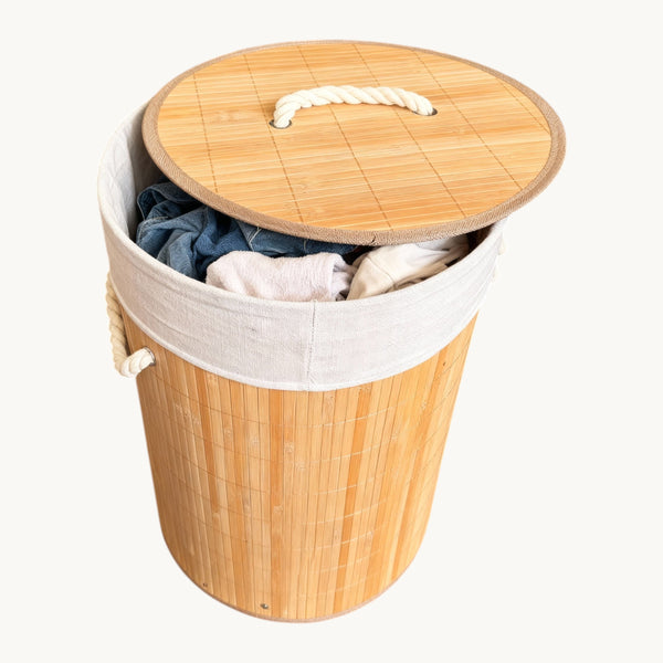 Round Bamboo Laundry Basket