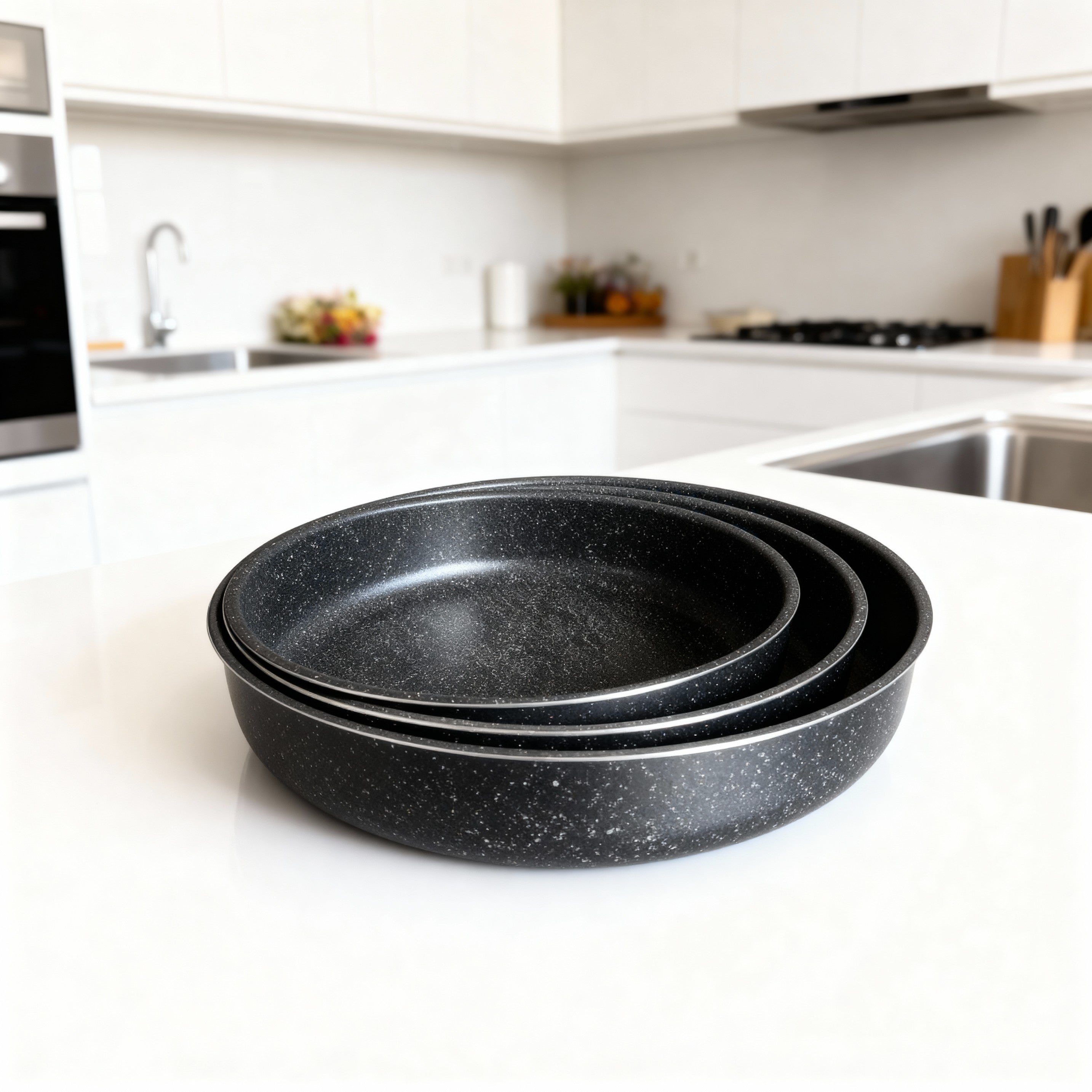 Granite Round Baking Tray Set – 3 Pieces