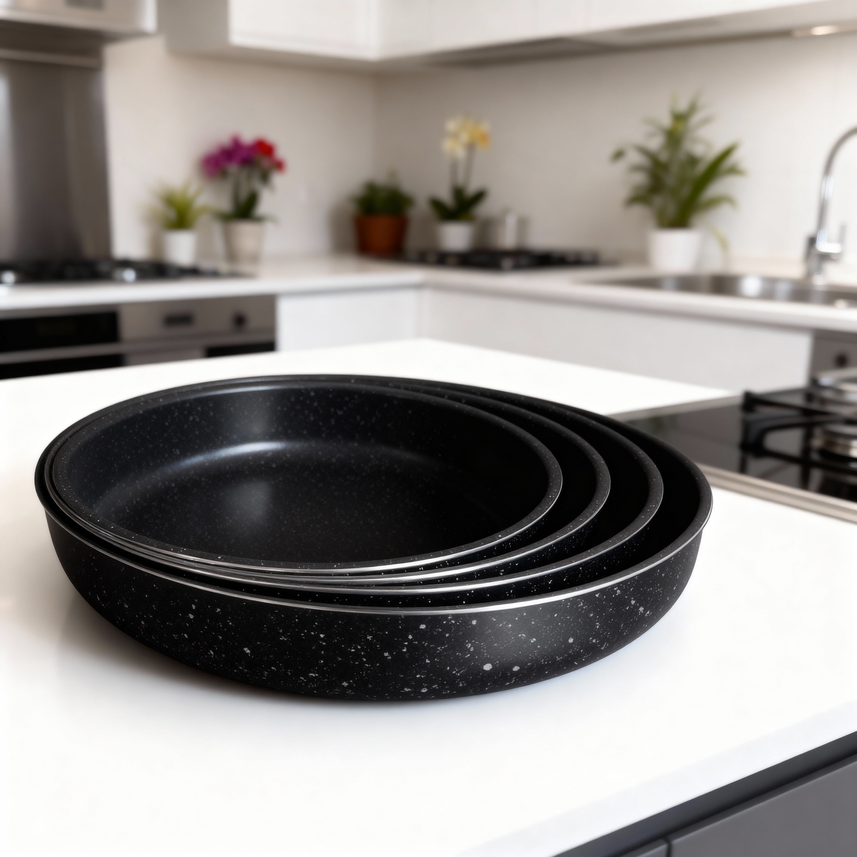 Granite Round Baking Tray Set – 4 Pieces