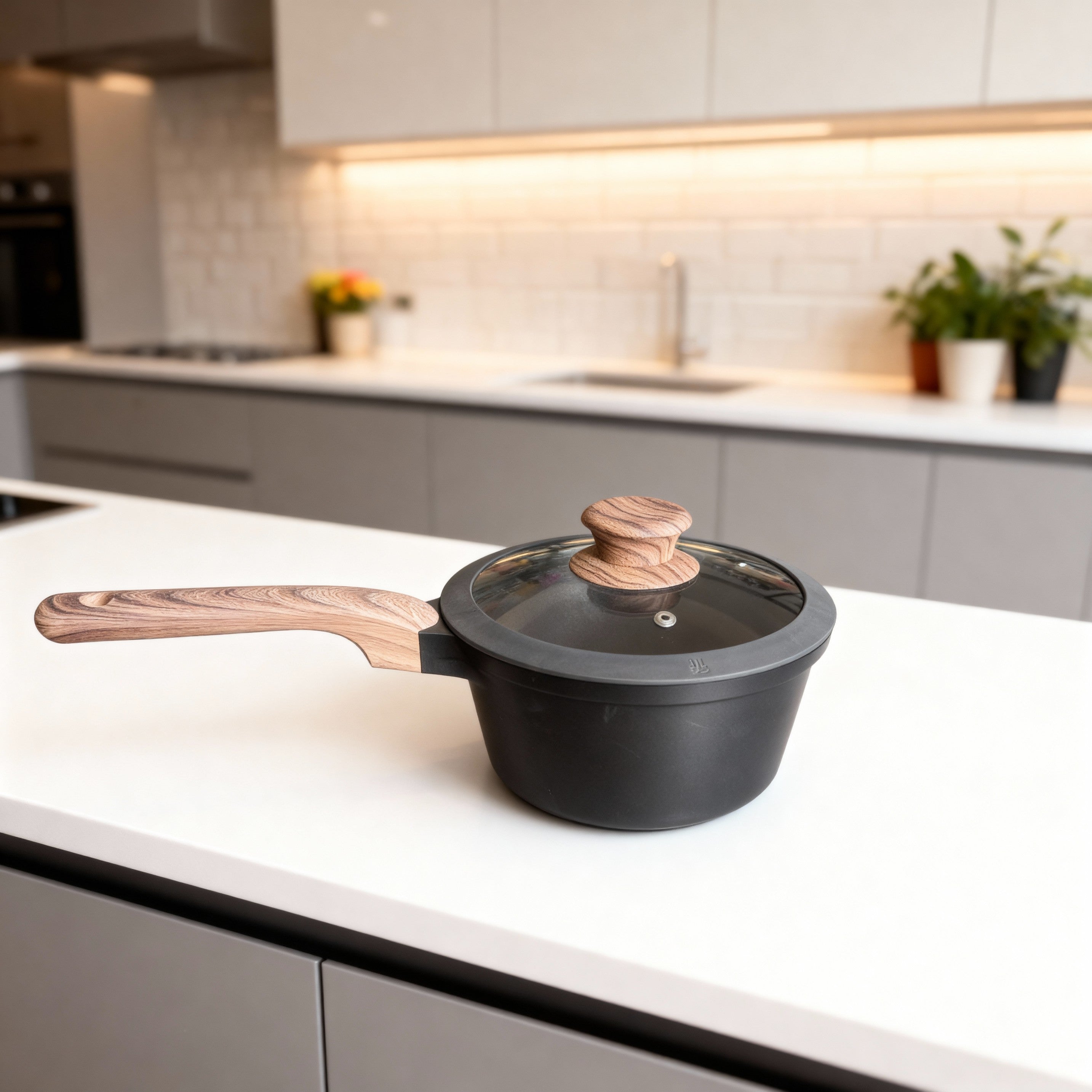 Granite Saucepan with Glass Lid