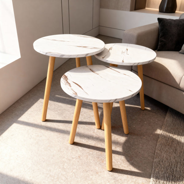 3-Piece Marble Top Nesting Table Set
