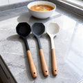 Silicone Soup Ladle with Wooden Handle