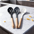 Silicone Slotted Spoon with Wooden Handle