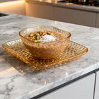 Amber Glass Bowl &amp; Tray Set – 12 Pieces