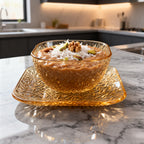 Amber Glass Bowl &amp; Tray Set – 12 Pieces