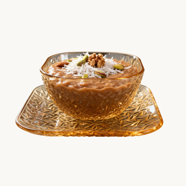 Amber Glass Bowl &amp; Tray Set – 12 Pieces