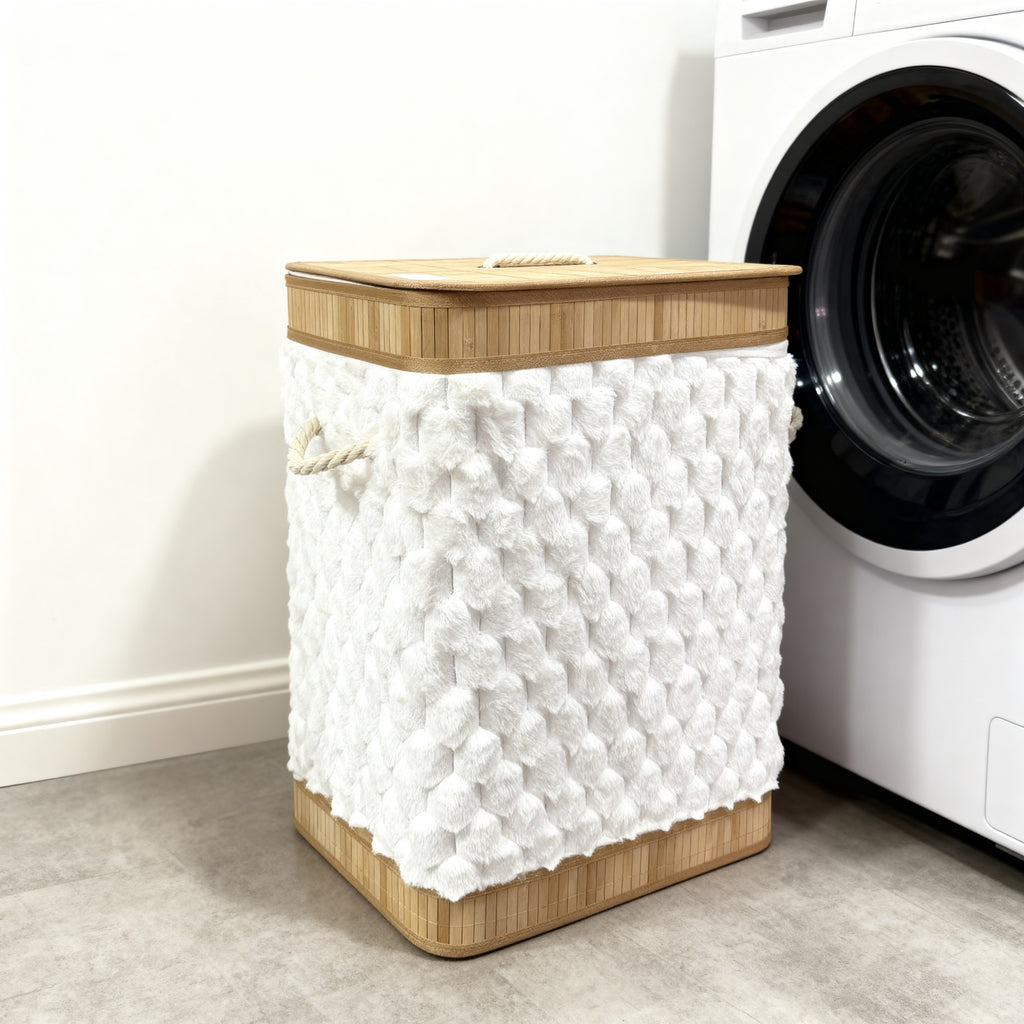 Plush Bamboo Laundry Basket