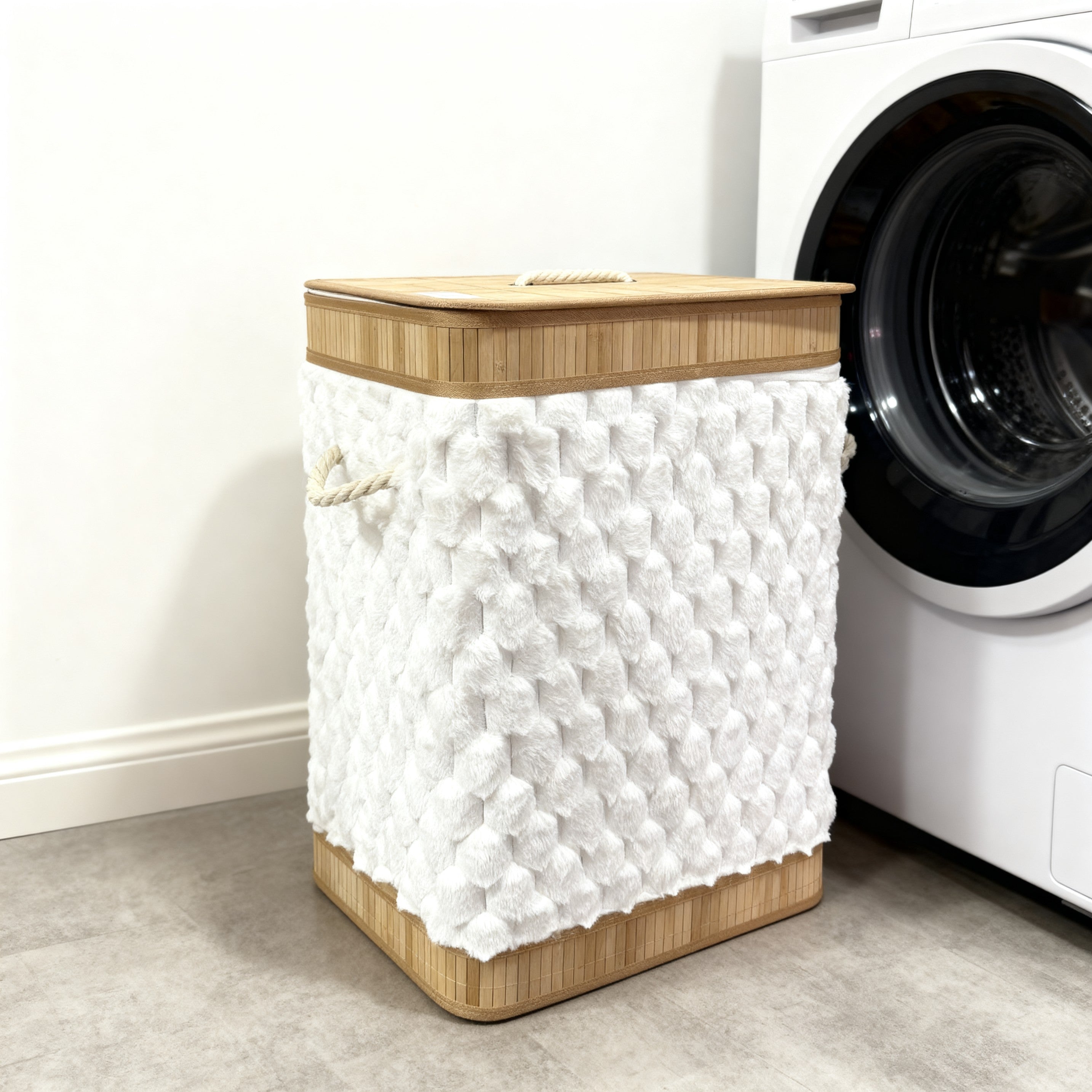 Plush Bamboo Laundry Basket